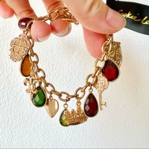 NWT Cookie Lee gold tone crystal charm bracelet